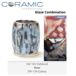 Oxblood SW183 over Galaxy SW156 Stoneware Combination